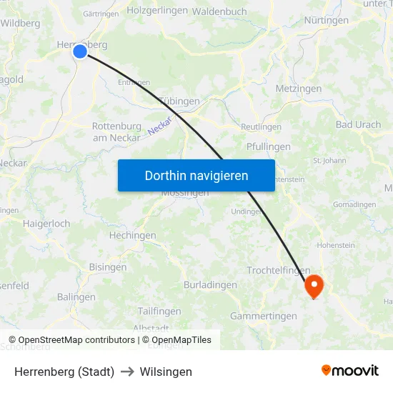Herrenberg (Stadt) to Wilsingen map