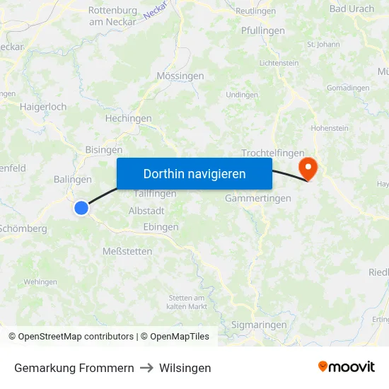 Gemarkung Frommern to Wilsingen map