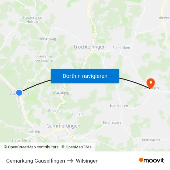 Gemarkung Gauselfingen to Wilsingen map