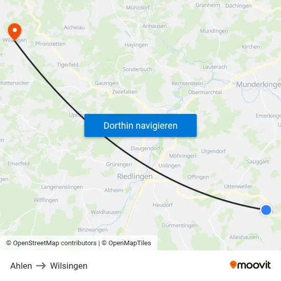 Ahlen to Wilsingen map