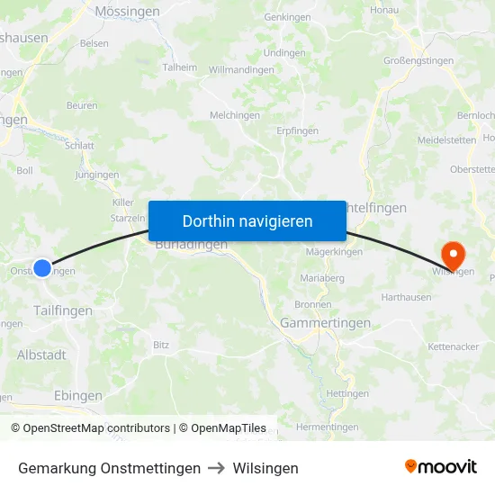 Gemarkung Onstmettingen to Wilsingen map