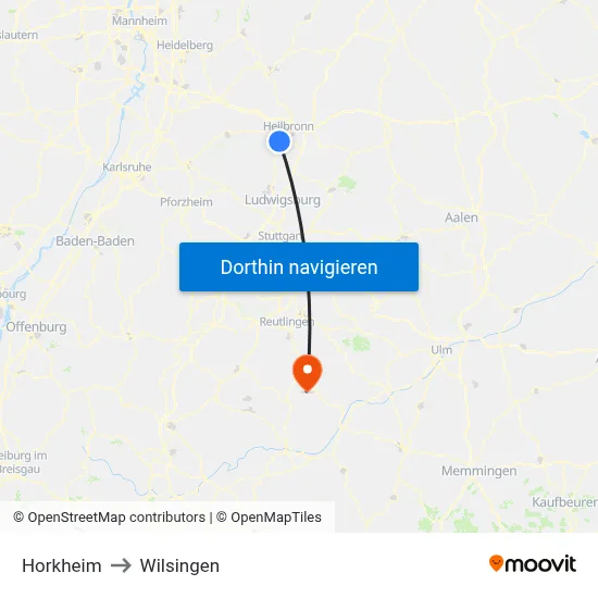 Horkheim to Wilsingen map
