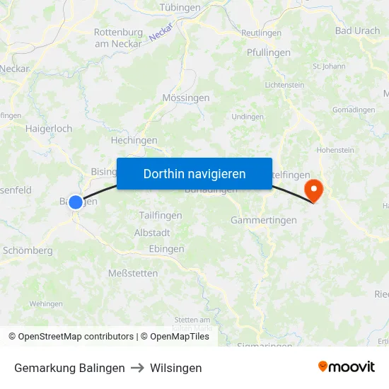 Gemarkung Balingen to Wilsingen map