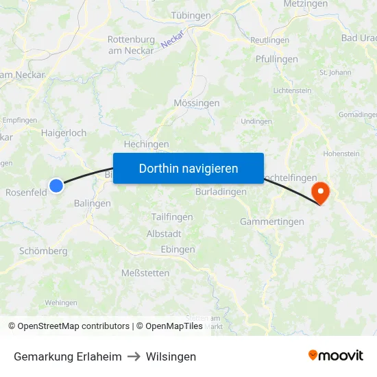 Gemarkung Erlaheim to Wilsingen map