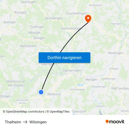 Thalheim to Wilsingen map
