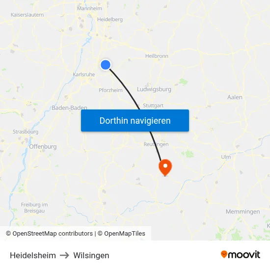 Heidelsheim to Wilsingen map