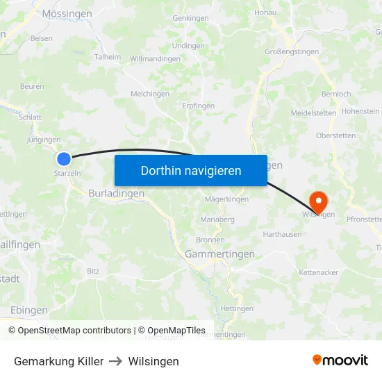 Gemarkung Killer to Wilsingen map