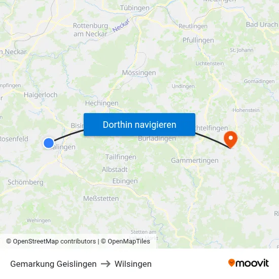 Gemarkung Geislingen to Wilsingen map