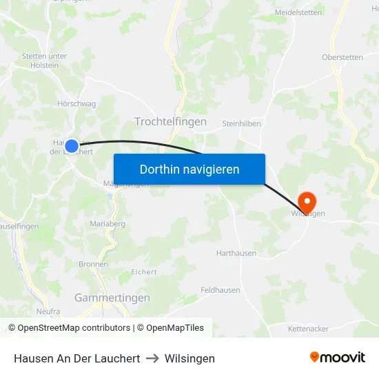 Hausen An Der Lauchert to Wilsingen map