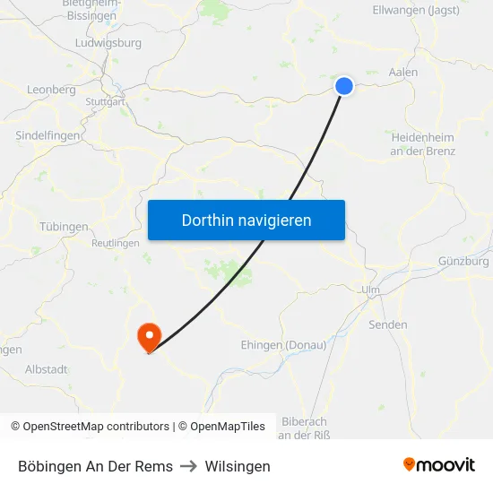 Böbingen An Der Rems to Wilsingen map
