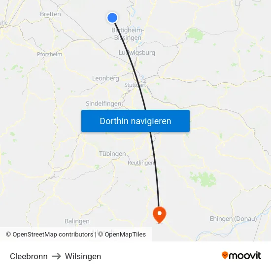 Cleebronn to Wilsingen map