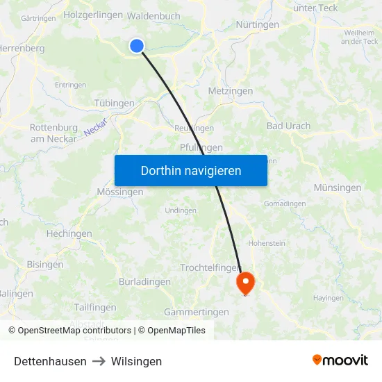 Dettenhausen to Wilsingen map