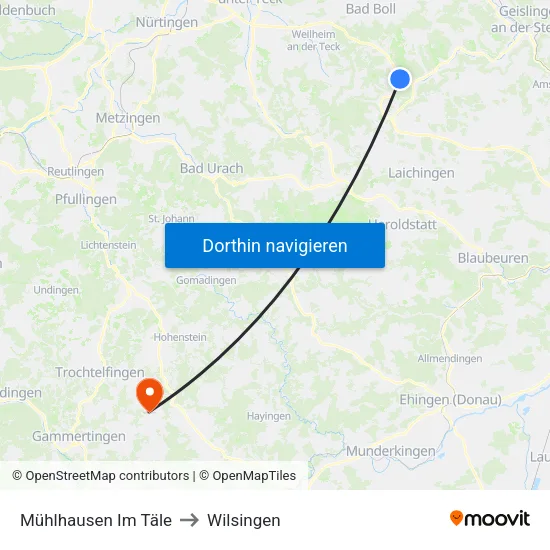 Mühlhausen Im Täle to Wilsingen map