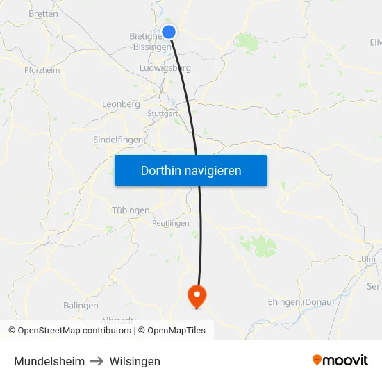Mundelsheim to Wilsingen map