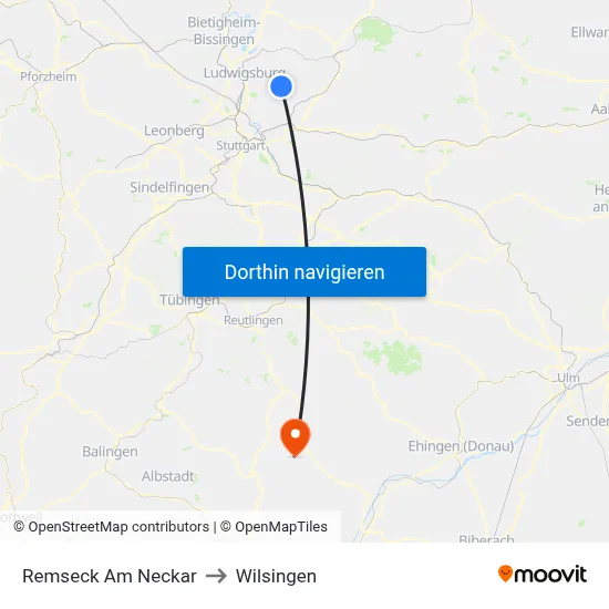 Remseck Am Neckar to Wilsingen map