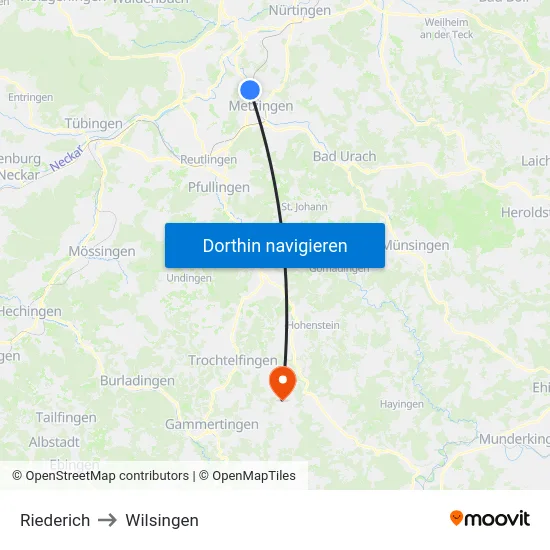 Riederich to Wilsingen map