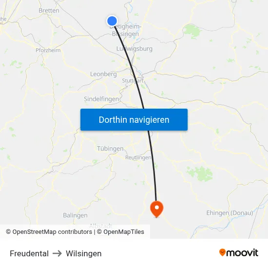 Freudental to Wilsingen map