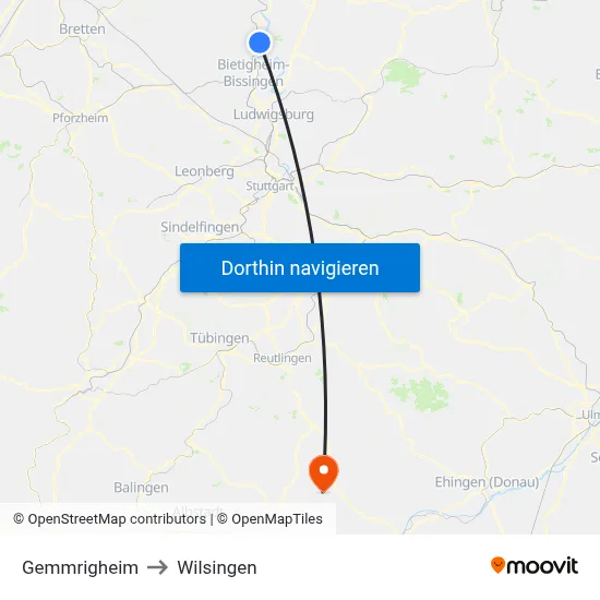 Gemmrigheim to Wilsingen map