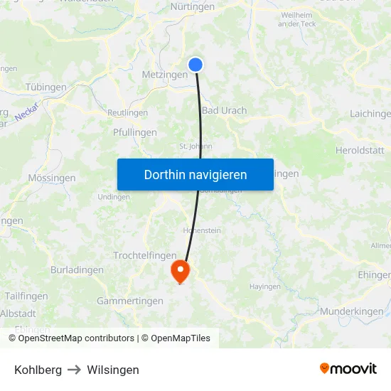 Kohlberg to Wilsingen map