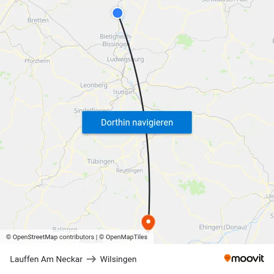 Lauffen Am Neckar to Wilsingen map