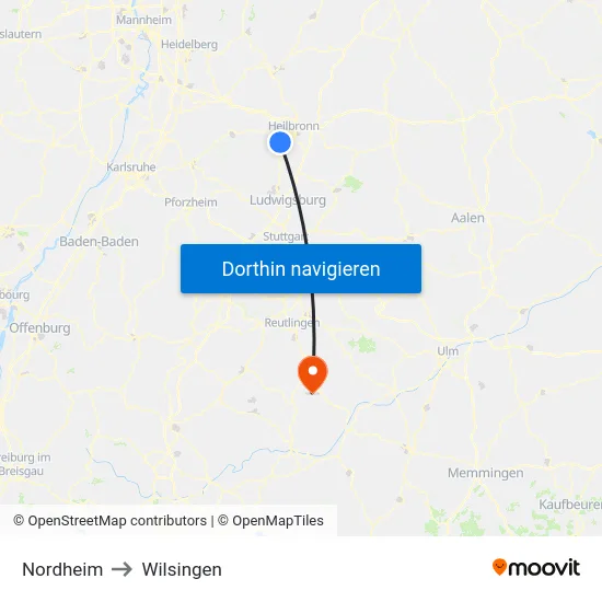 Nordheim to Wilsingen map