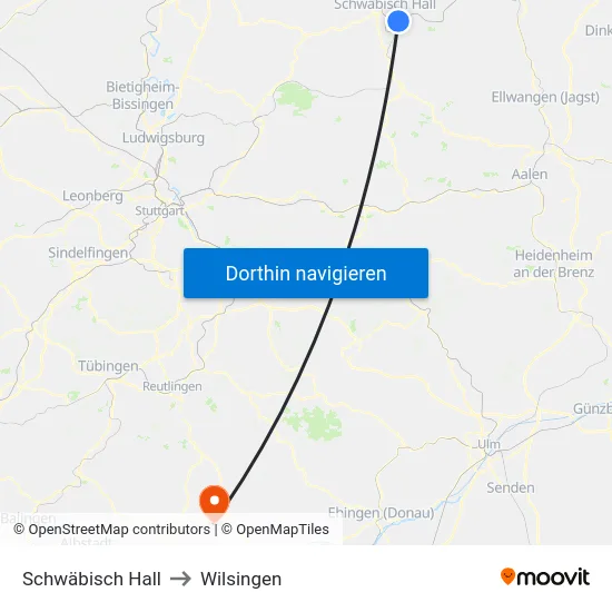 Schwäbisch Hall to Wilsingen map