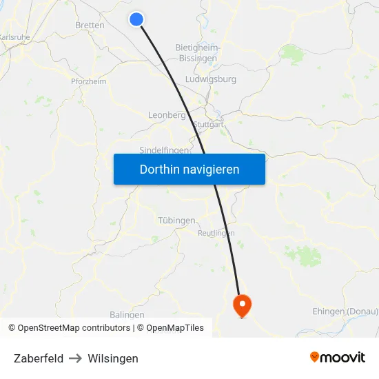 Zaberfeld to Wilsingen map