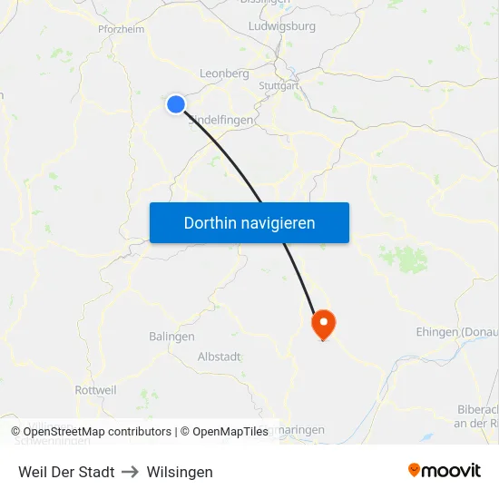 Weil Der Stadt to Wilsingen map