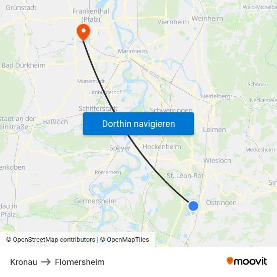 Kronau to Flomersheim map