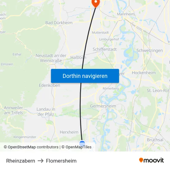 Rheinzabern to Flomersheim map