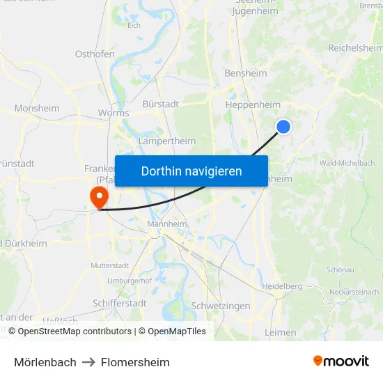 Mörlenbach to Flomersheim map