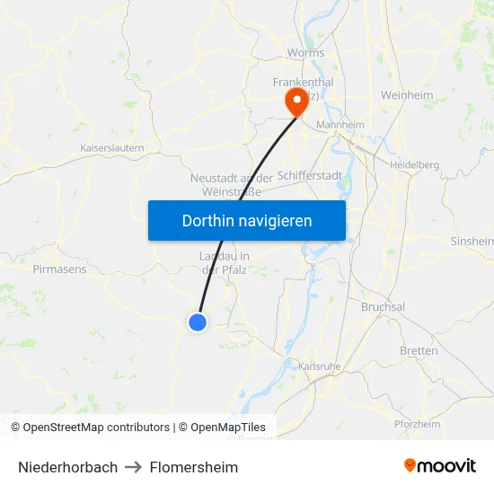 Niederhorbach to Flomersheim map
