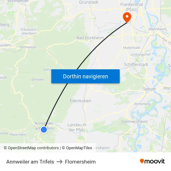 Annweiler am Trifels to Flomersheim map