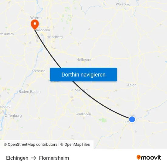 Elchingen to Flomersheim map