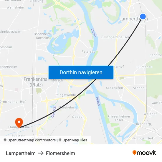 Lampertheim to Flomersheim map