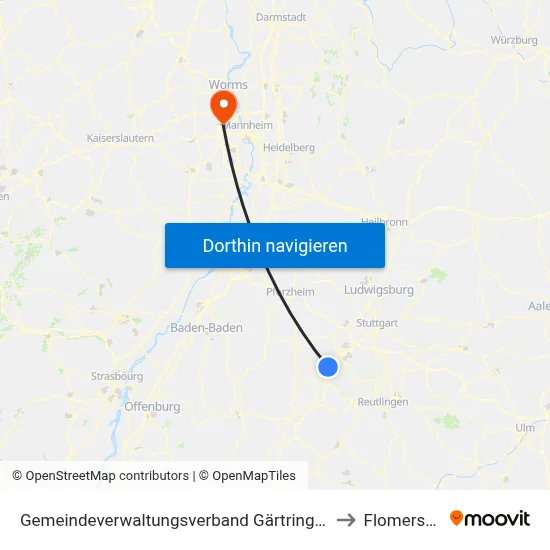Gemeindeverwaltungsverband Gärtringen/Ehningen to Flomersheim map