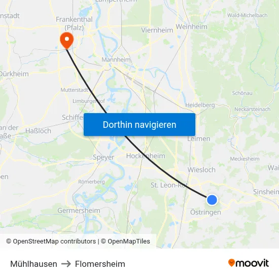 Mühlhausen to Flomersheim map