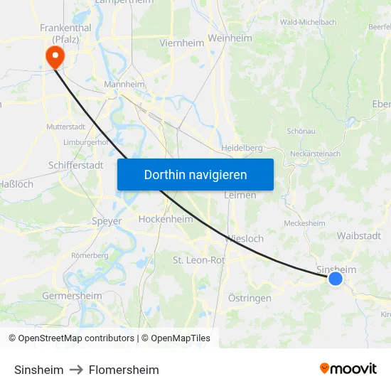 Sinsheim to Flomersheim map