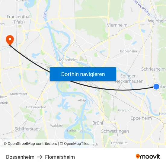 Dossenheim to Flomersheim map