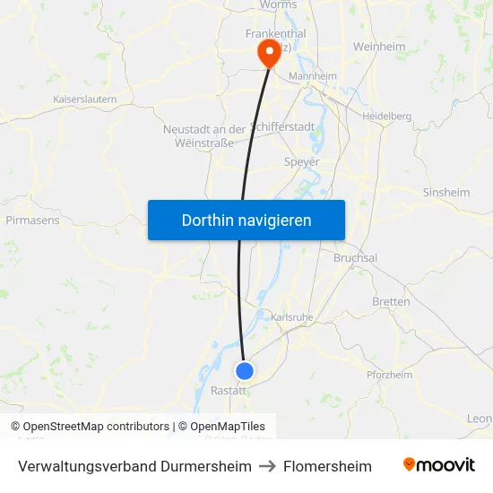 Verwaltungsverband Durmersheim to Flomersheim map