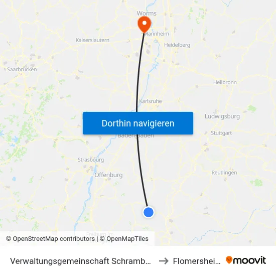 Verwaltungsgemeinschaft Schramberg to Flomersheim map