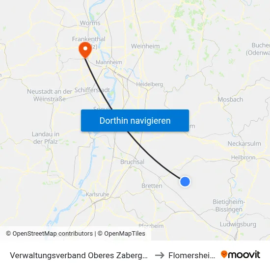 Verwaltungsverband Oberes Zabergäu to Flomersheim map