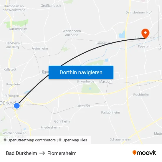 Bad Dürkheim to Flomersheim map