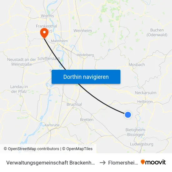 Verwaltungsgemeinschaft Brackenheim to Flomersheim map