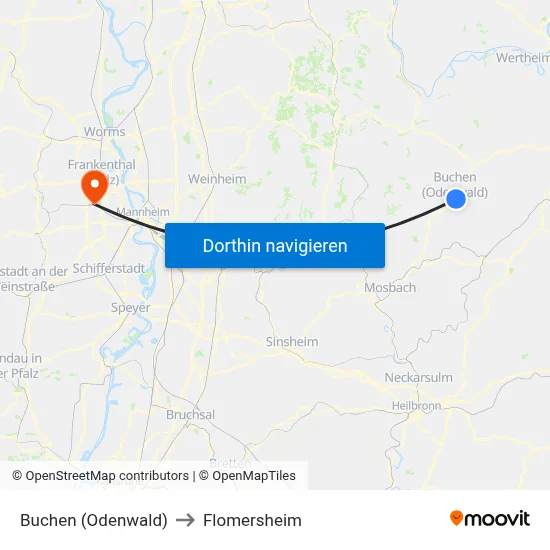 Buchen (Odenwald) to Flomersheim map