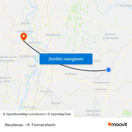 Neudenau to Flomersheim map