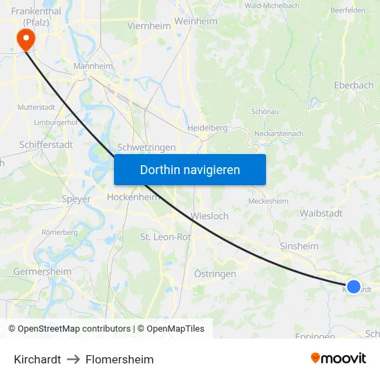 Kirchardt to Flomersheim map