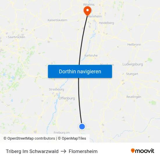 Triberg Im Schwarzwald to Flomersheim map