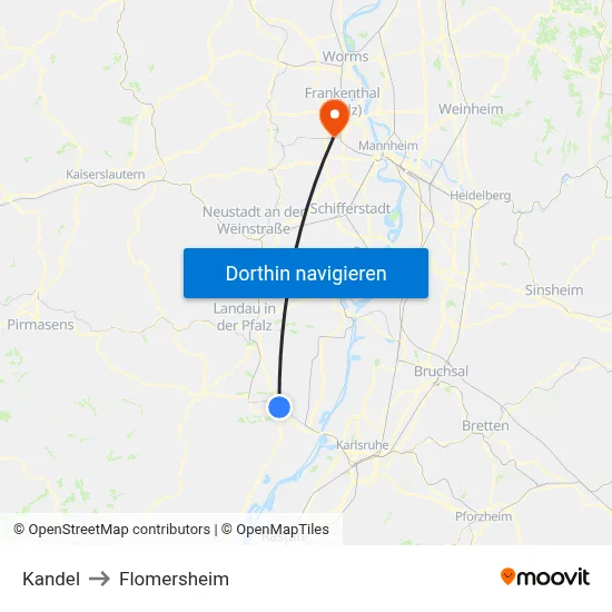 Kandel to Flomersheim map