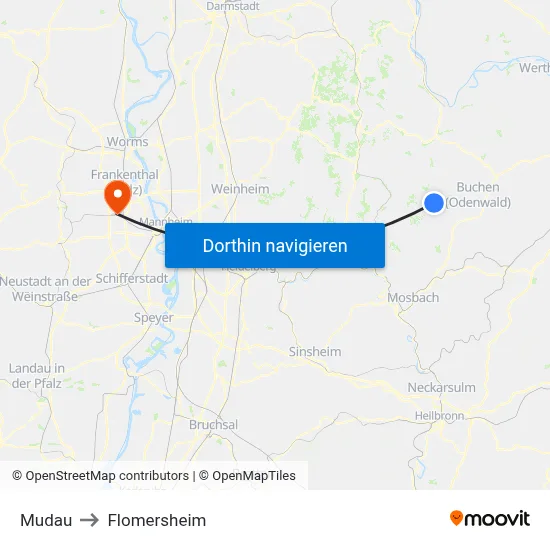 Mudau to Flomersheim map